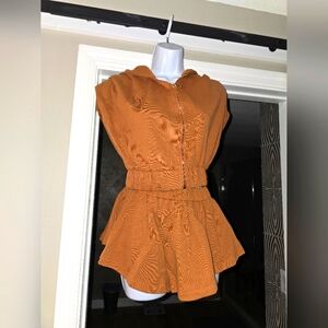 Orange Sleeveless Hooded Jacket